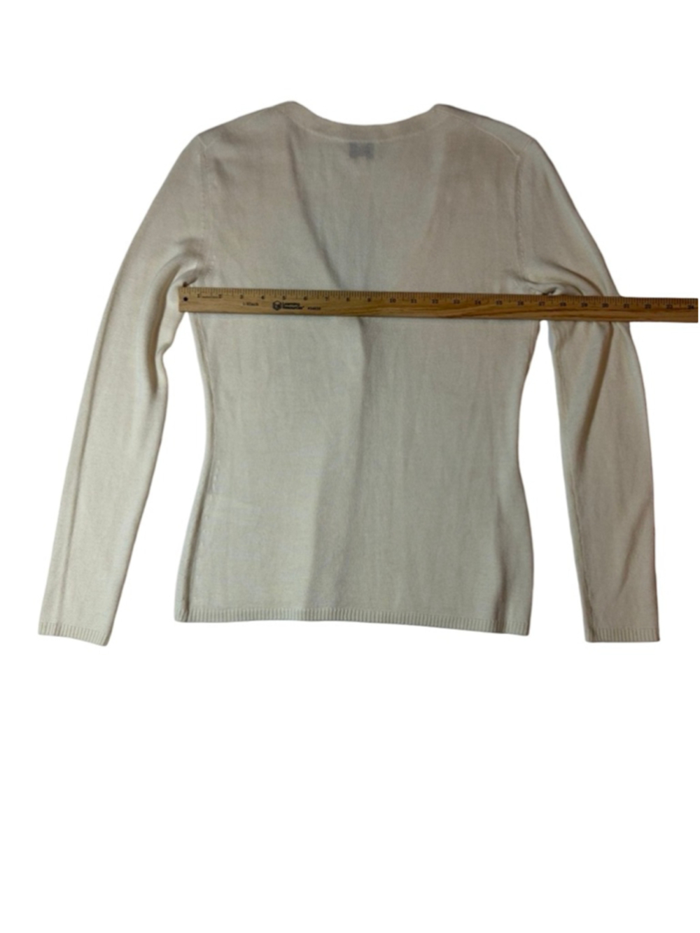 G. Label Light Cream V-Neck Button Cardigan Sweater - Picture 4 of 7
